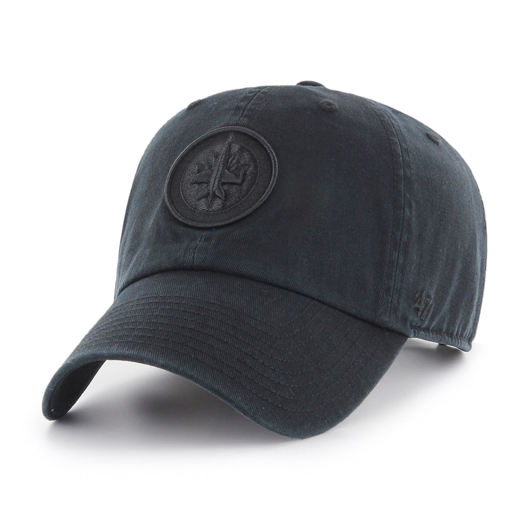 Winnipeg Jets NHL 47 Brand Men's Black on Black Clean Up Adjustable Hat