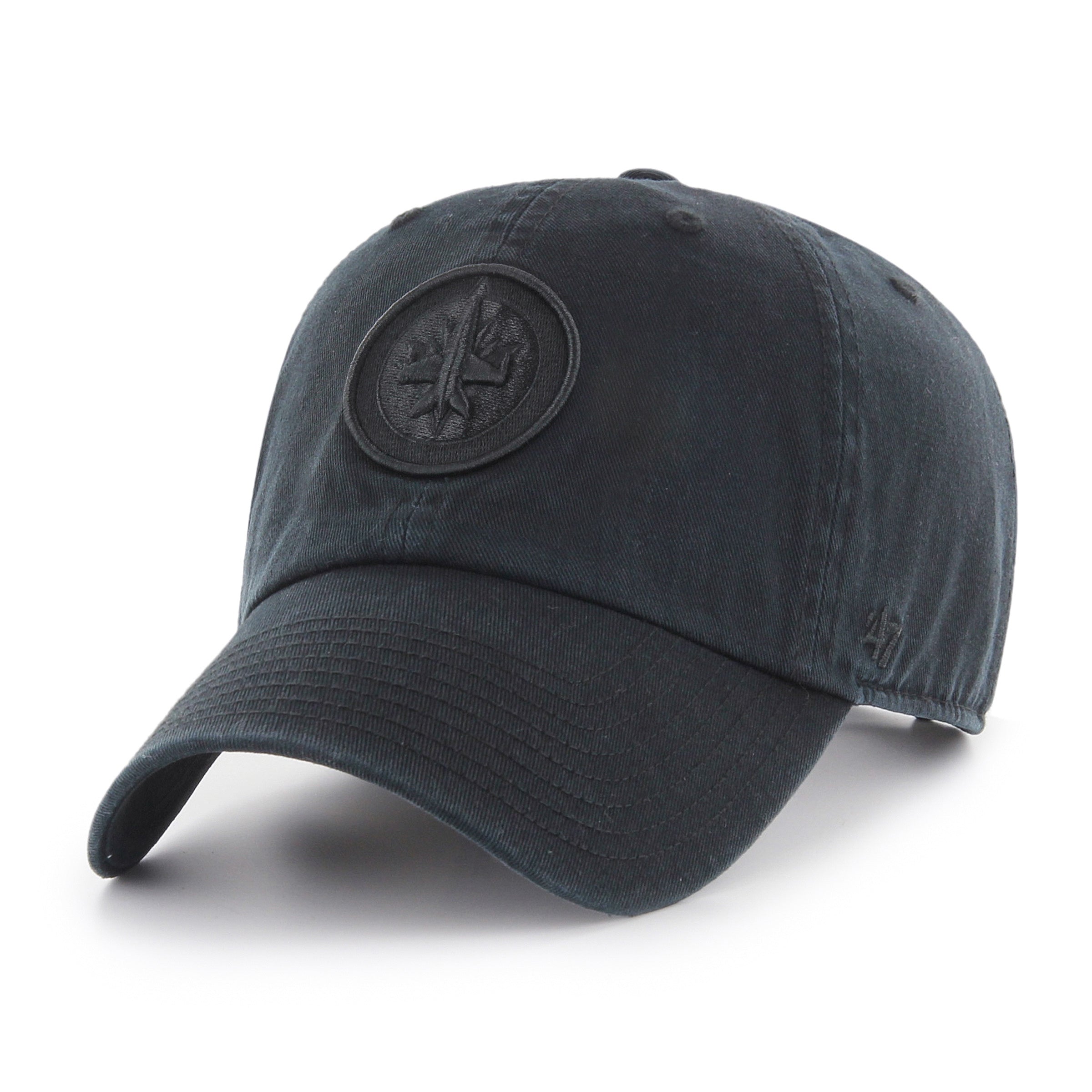 Winnipeg Jets NHL 47 Brand Men's Black on Black Clean Up Adjustable Hat