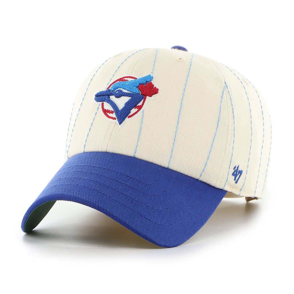 Toronto Blue Jays MLB 47 Brand Men's Beige Rawlings Pinstripe Clean Up  Adjustable Hat