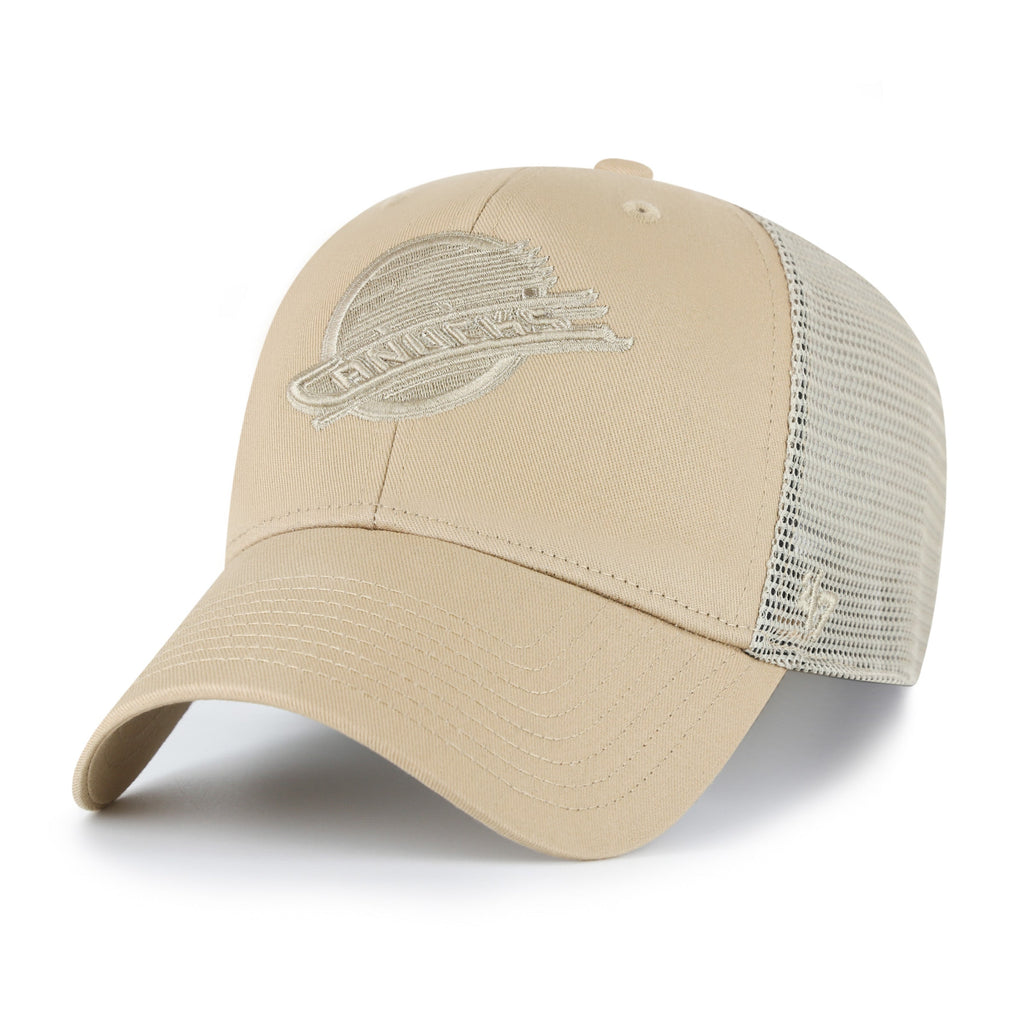 Vancouver Canucks NHL 47 Brand Men's Branson Khaki MVP Trucker Snapback Hat