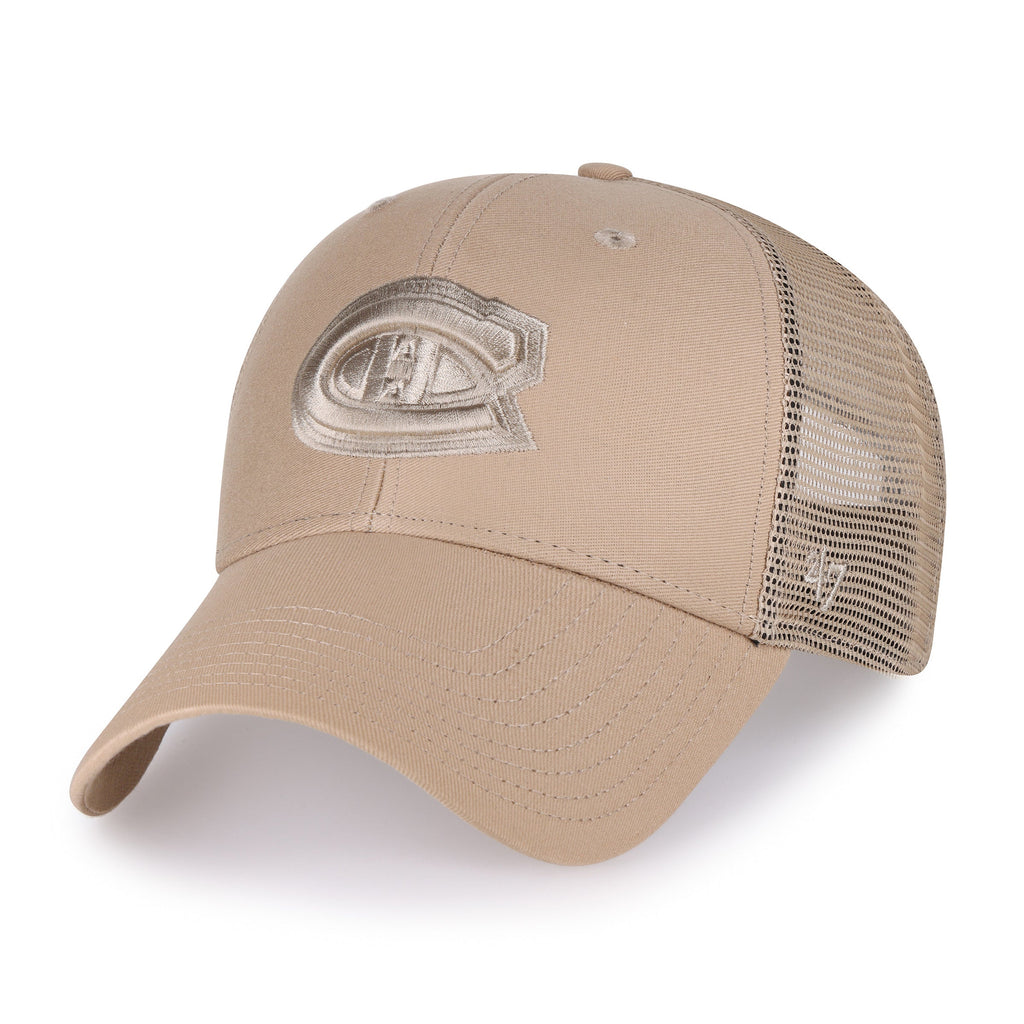 Montreal Canadiens NHL 47 Brand Men's Branson Khaki MVP Trucker Snapback Hat
