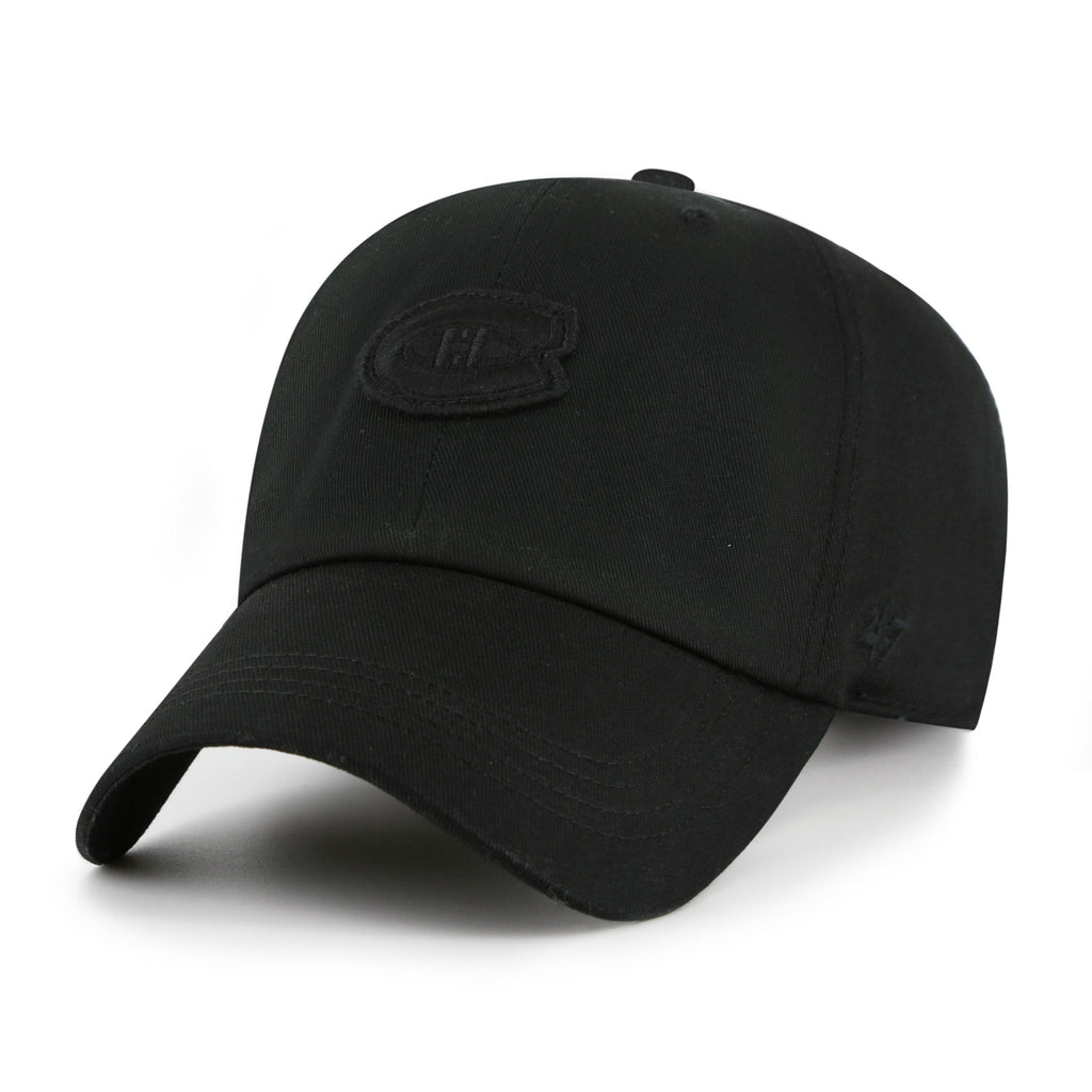 Montreal Canadiens NHL 47 Brand Men's Black on Black Contemporary Clean Up Adjustable Hat