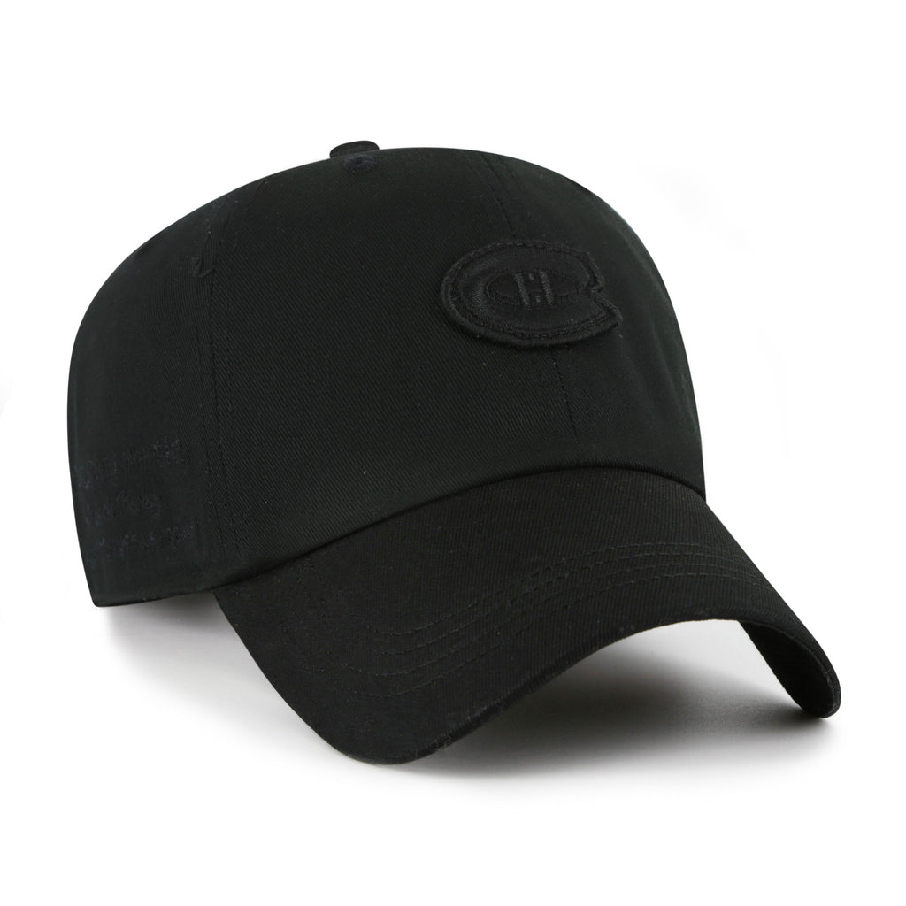 Montreal Canadiens NHL 47 Brand Men's Black on Black Contemporary Clean Up Adjustable Hat