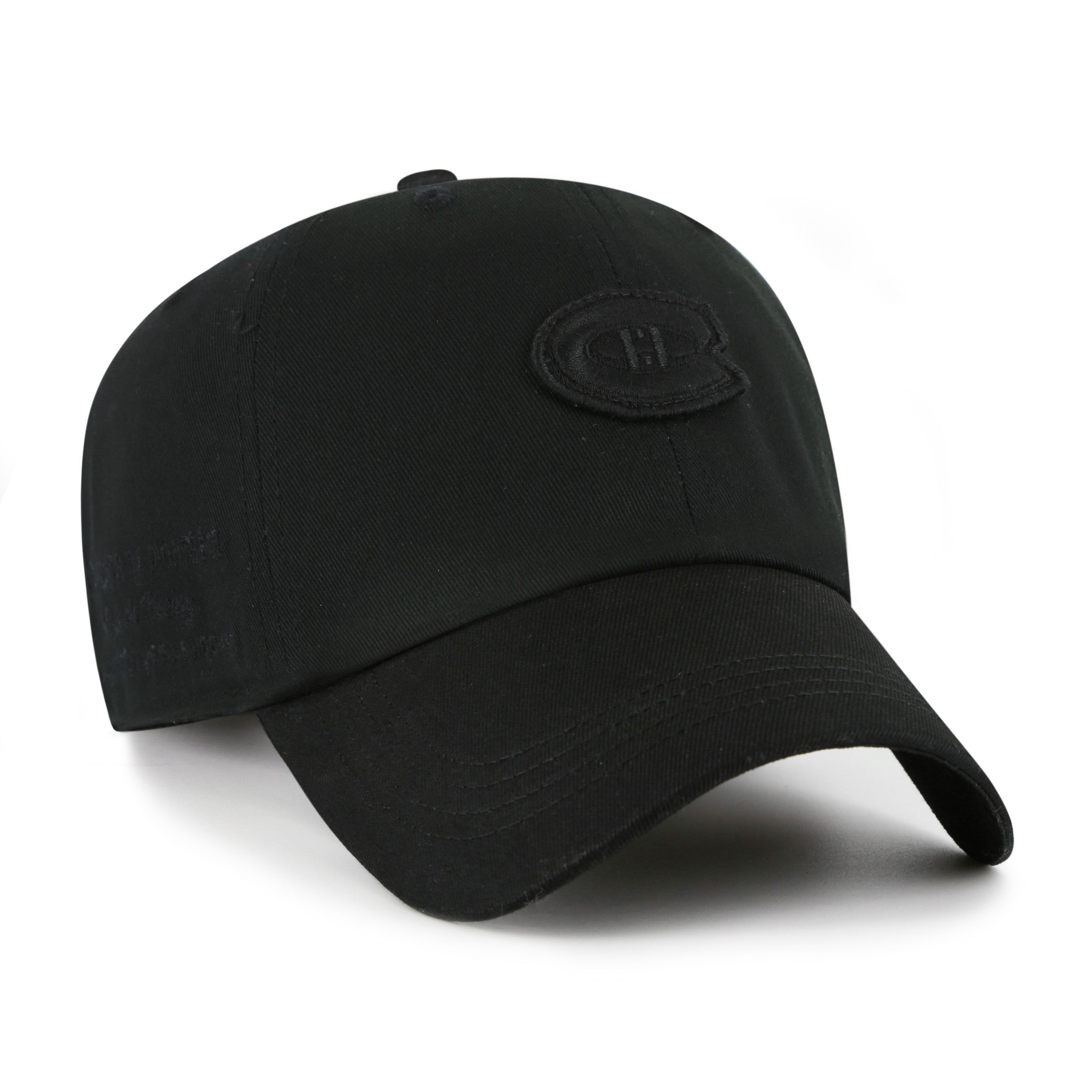 Montreal Canadiens NHL 47 Brand Men's Black on Black Contemporary Clean Up Adjustable Hat