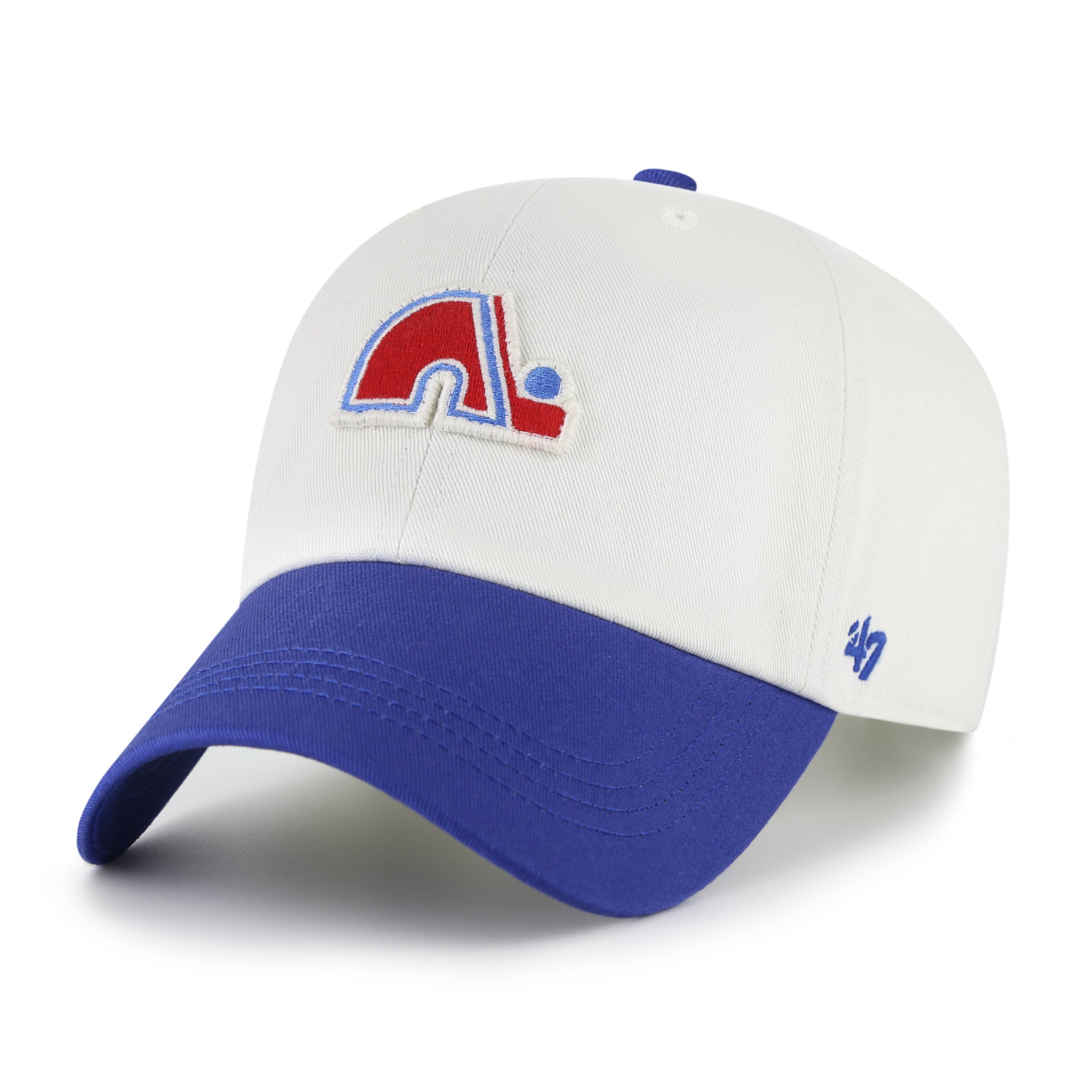 Quebec Nordiques NHL 47 Brand Men's White Royal Contemporary Two Tone Clean Up Adjustable Hat