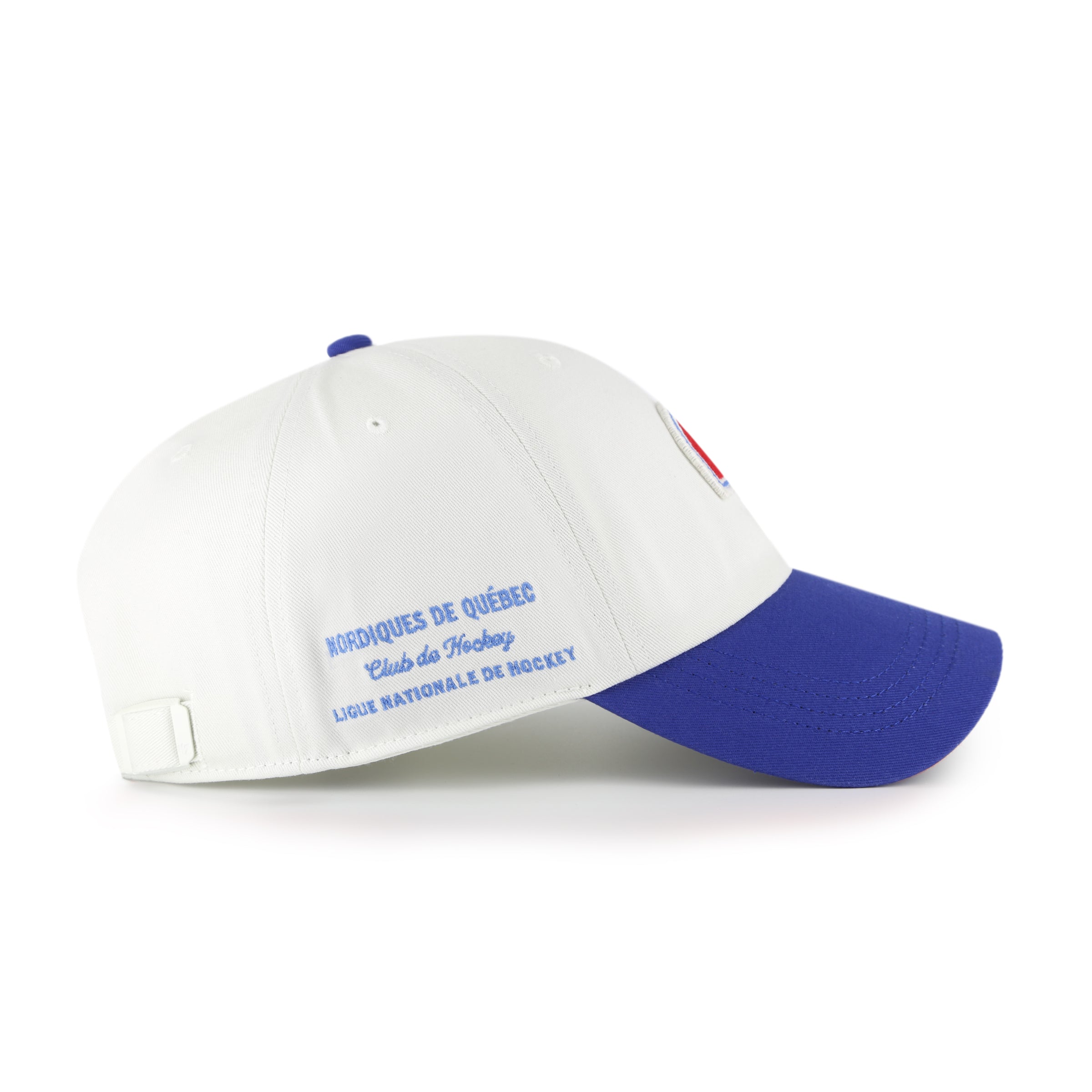 Quebec Nordiques NHL 47 Brand Men's White Royal Contemporary Two Tone Clean Up Adjustable Hat