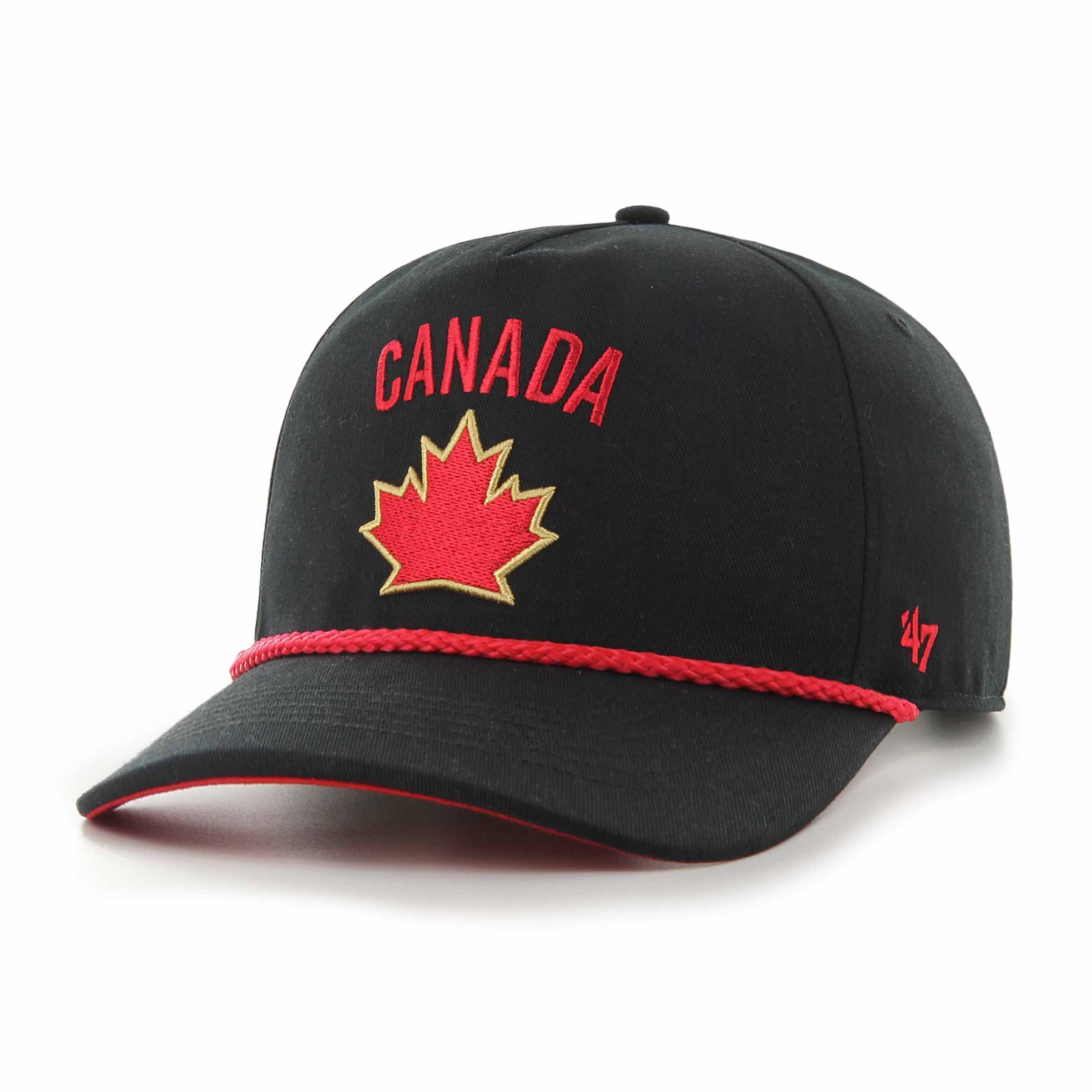 Hockey Canada IIHF 47 Brand Men's Black One Leaf Sure Shot Hitch Snapback Hat