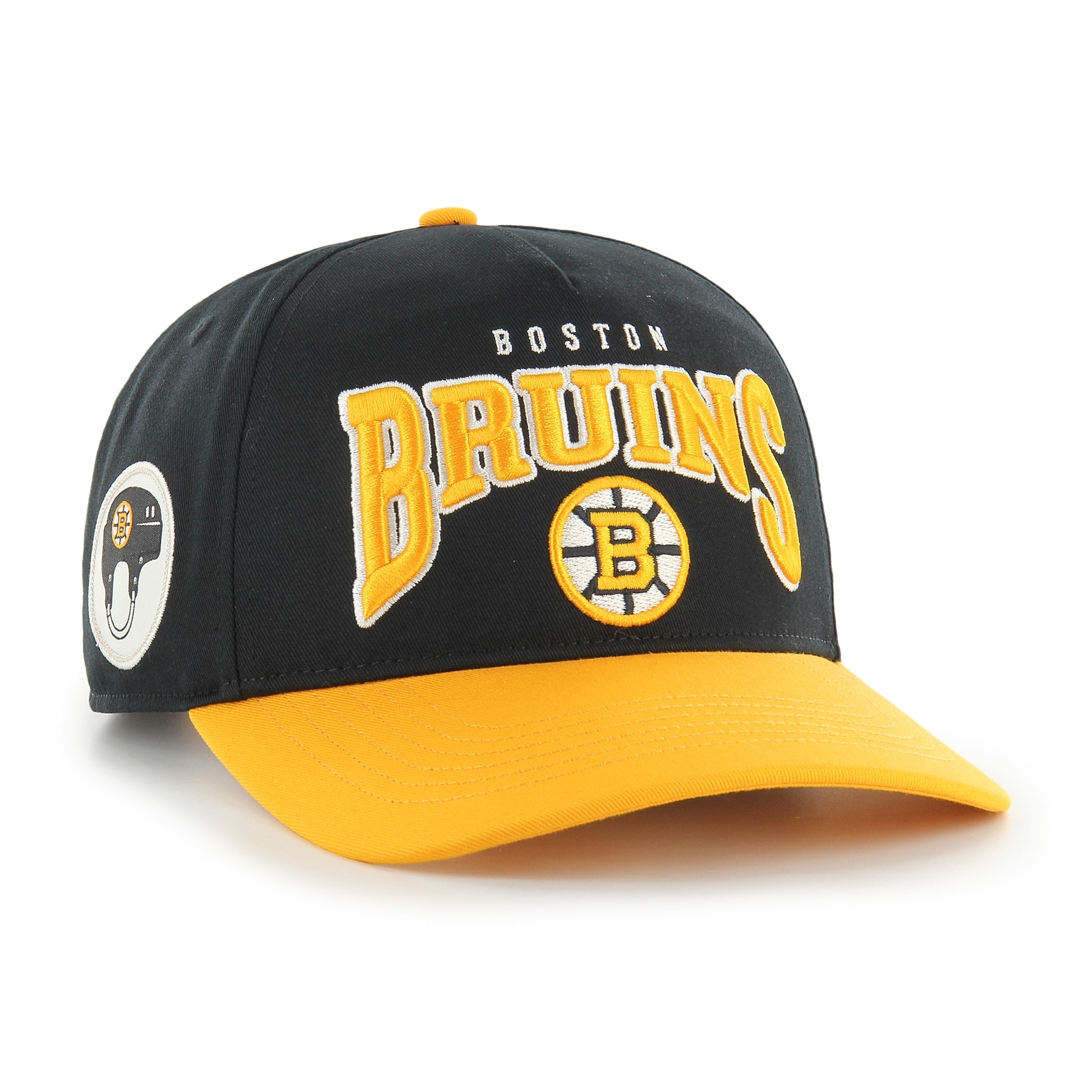 Boston Bruins NHL 47 Brand Men's Black Hard Hat Arch Hitch Snapback Hat