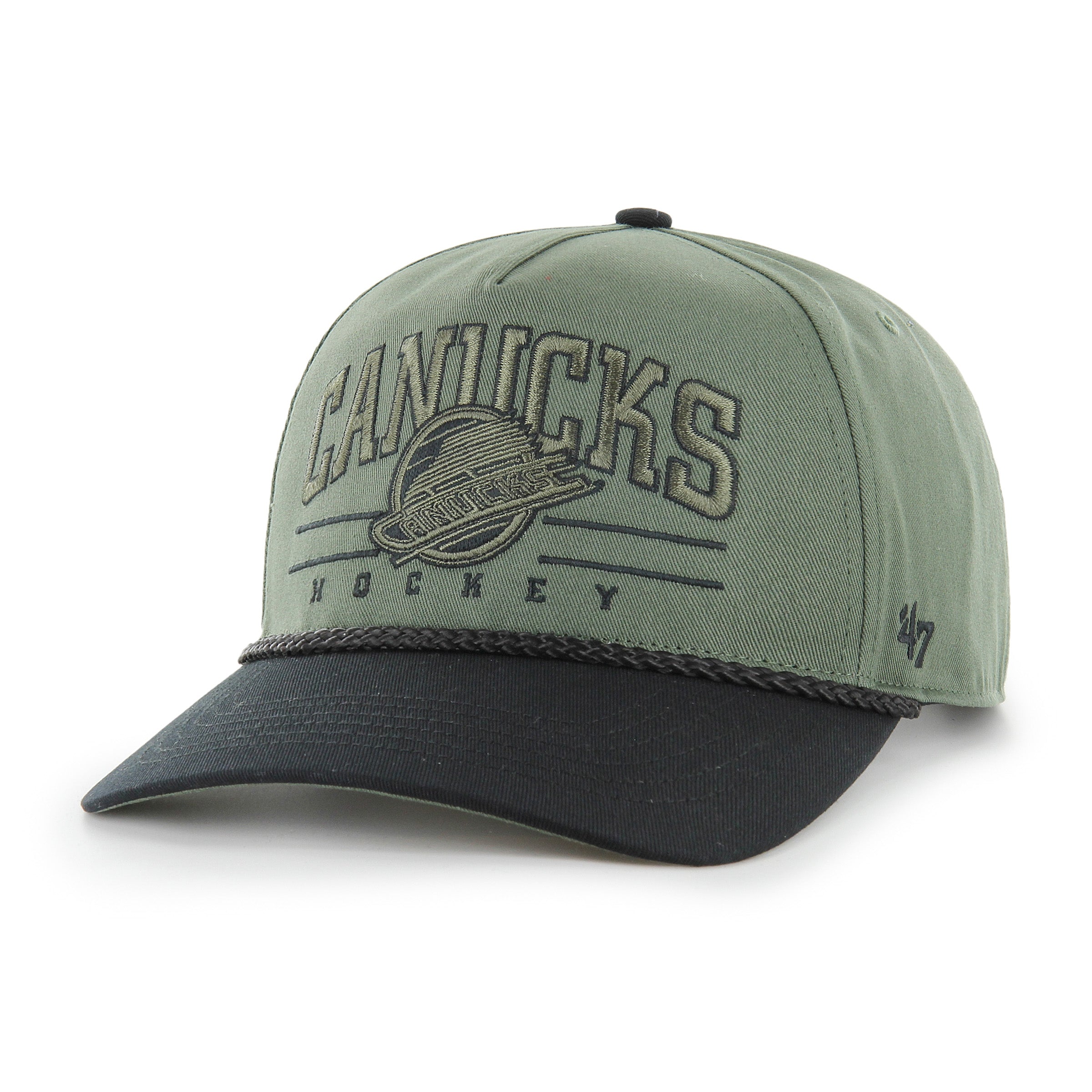 Vancouver Canucks NHL 47 Brand Men's Green Roscoe Rope Option Hitch Adjustable Hat