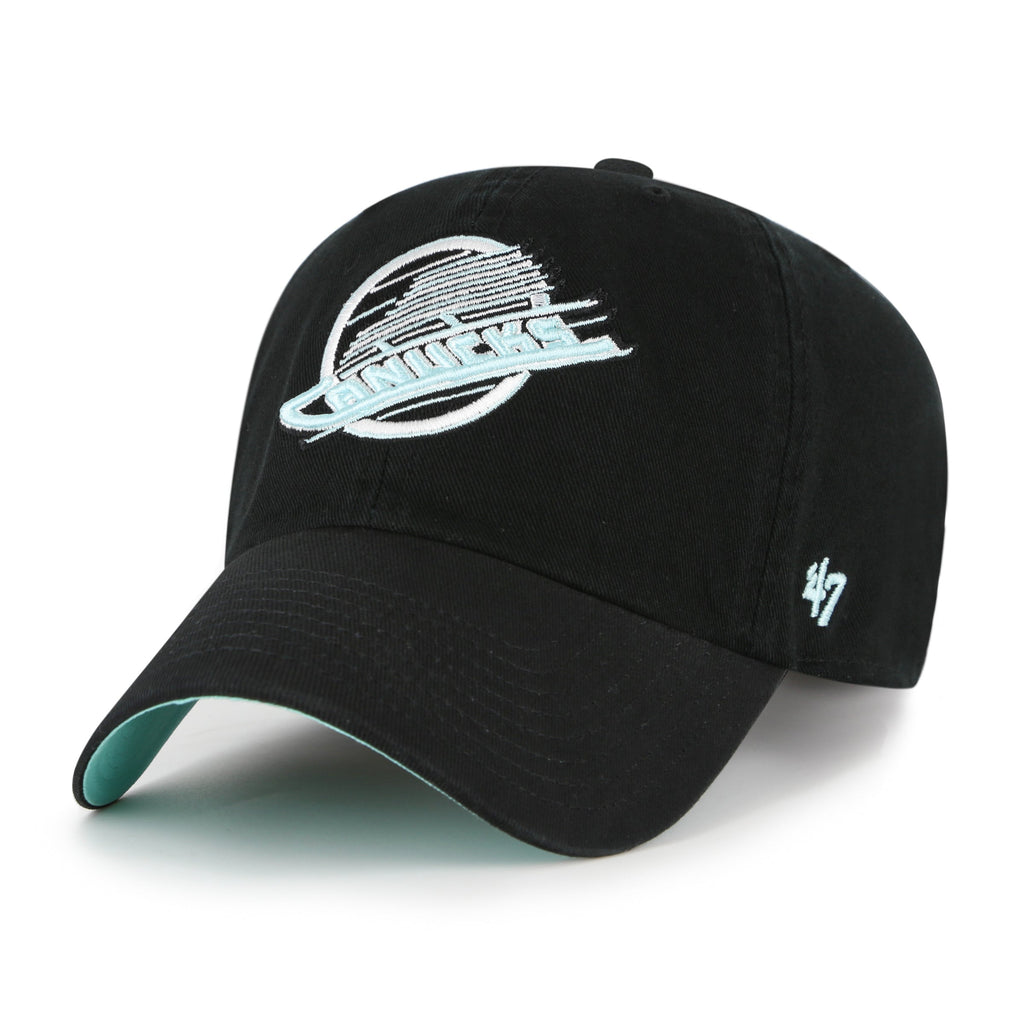 Vancouver Canucks NHL 47 Brand Men's Black Mint Double Under Clean Up Adjustable Hat
