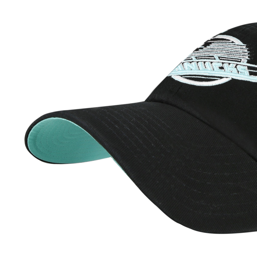 Vancouver Canucks NHL 47 Brand Men's Black Mint Double Under Clean Up Adjustable Hat