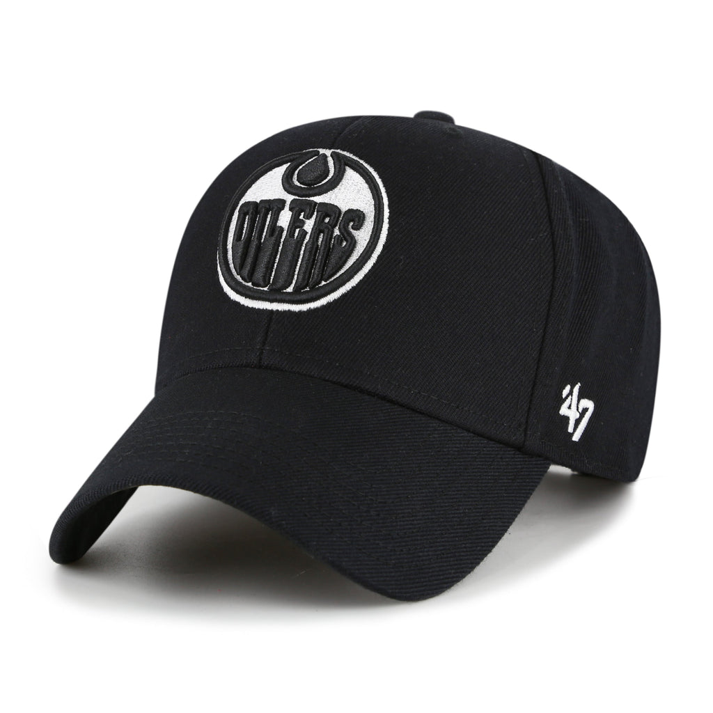 Edmonton Oilers NHL 47 Brand Men's Black White MVP Sure Shot Snapback