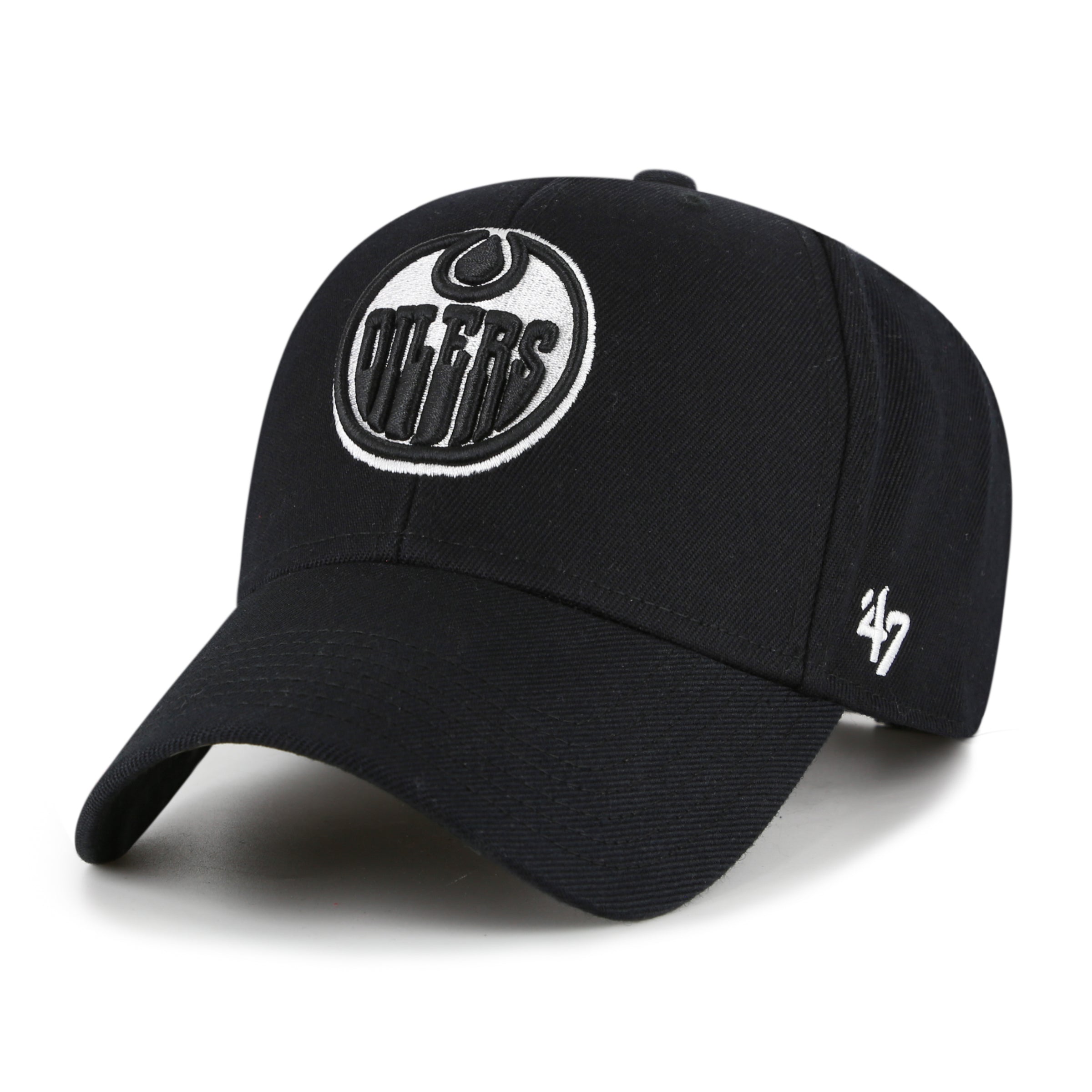 Edmonton Oilers NHL 47 Brand Men's Black White MVP Sure Shot Snapback