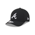 New Era Atlanta Braves Logo Essentials M-Crown A Frame 9FORTY Adjustable Hat-BLACK/WHITE